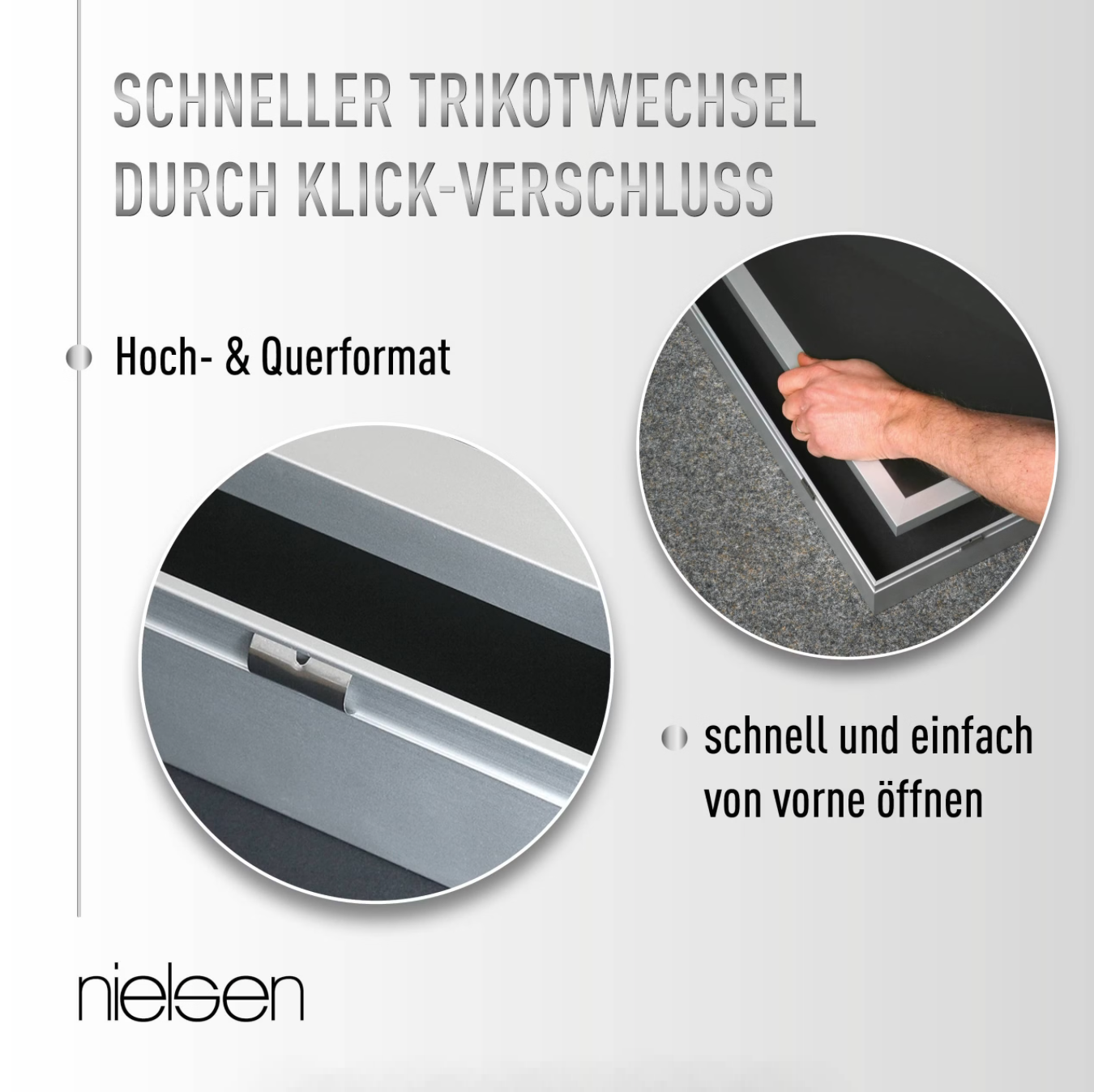 Aluminium Nielsen Trikotrahmen 70cm x 90cm Silber