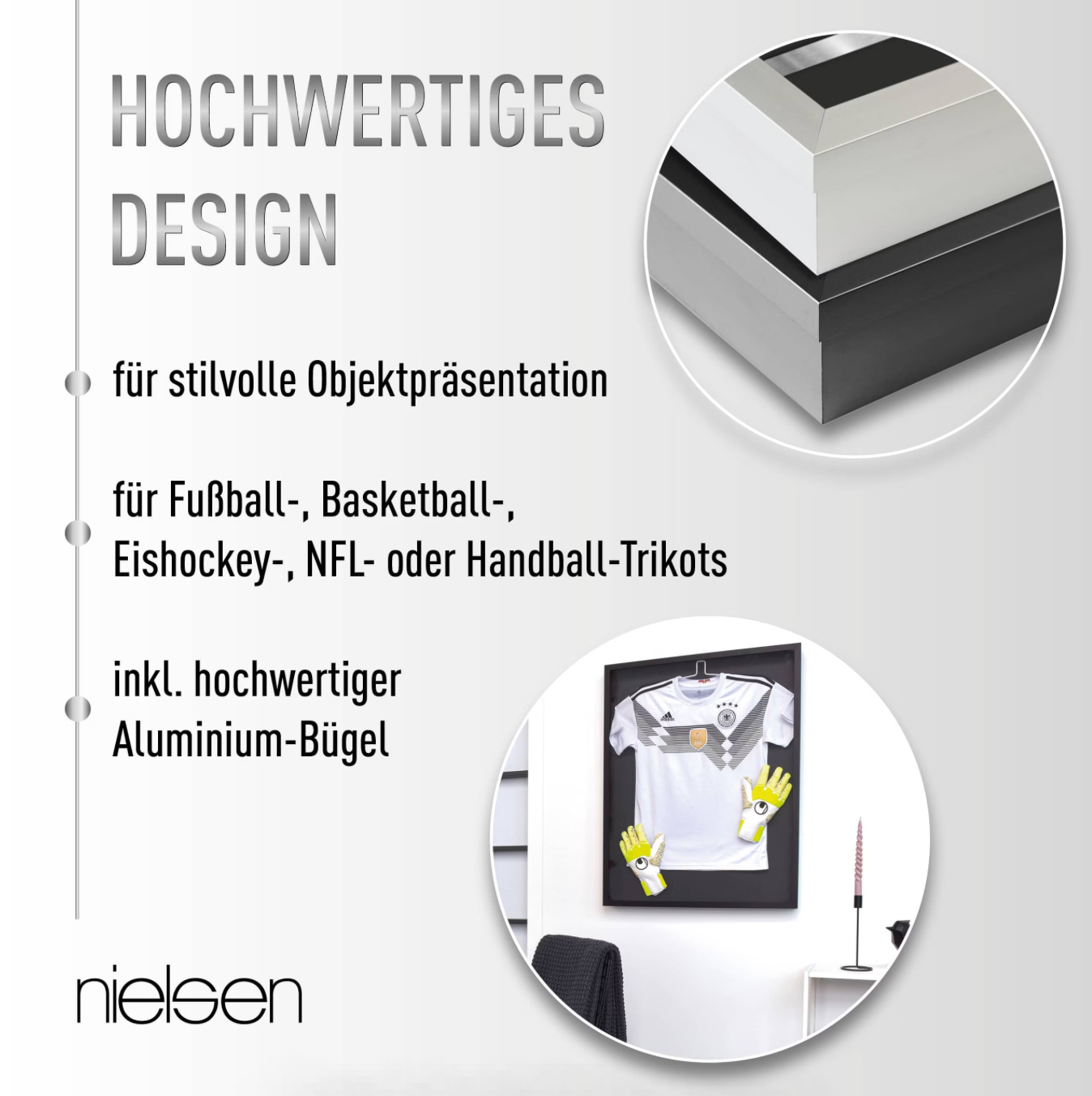 Aluminium Nielsen Trikotrahmen 70cm x 90cm Silber